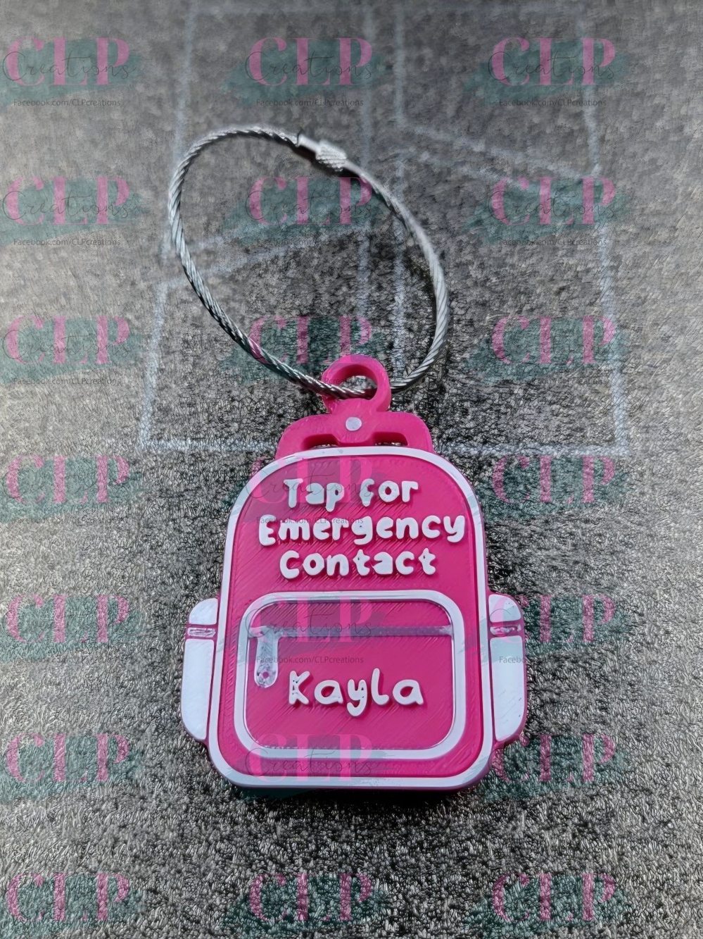 Pink Or Blue Emergency Contact NFC Keychain/Bag Tag - Personalized
